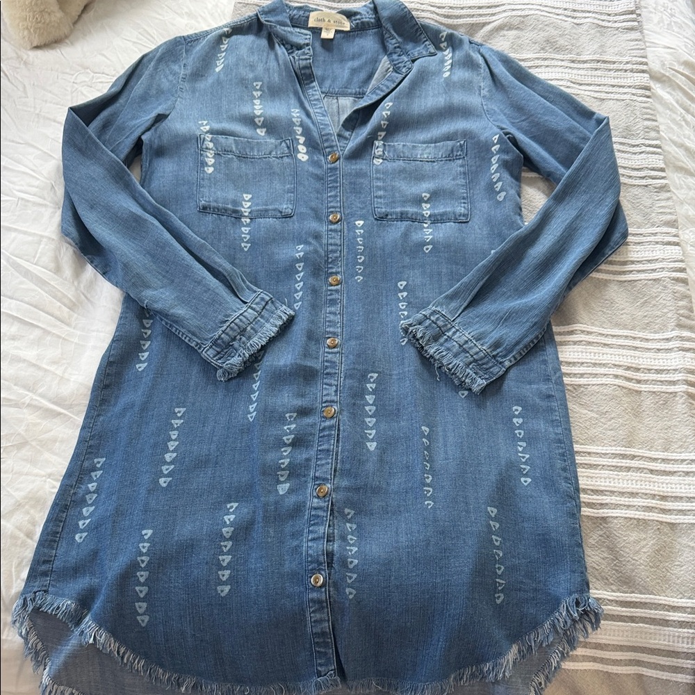 Cloth & Stone Blue Long Sleeve Dress